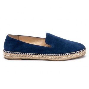Prada Blue Suede Pointed Toe Espadrille Loafers Sz 39.5 Italy Office Siren Lux